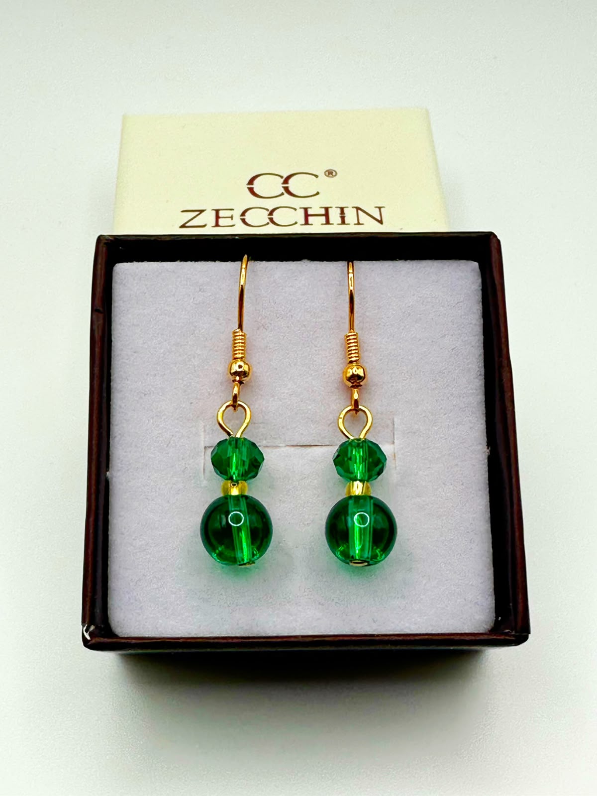 Orecchini Pastello con perle in vetro di Murano, colore verde